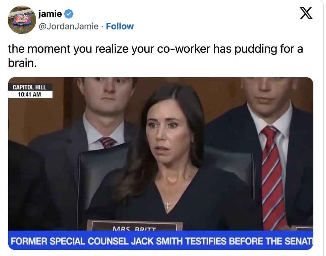 Britt's stunned stare reused as the moment you realize a coworker has lost the plot.